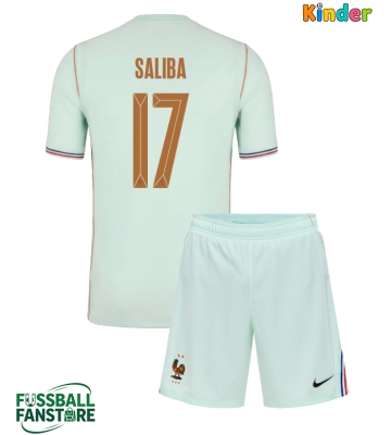Frankreich William Saliba #17 Replik Auswärtstrikot Kinder WM 2026 Kurzarm (+ Kurze Hosen)